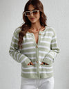 Woven Right Striped Button Front Cardigan