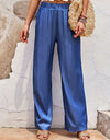 Smocked Waist Long Straight Pants