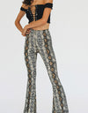 Snakeskin Print Flare Pants