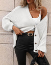 Button Down Horizontal-Ribbing Longline Cardigan