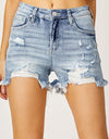 RISEN High Waist Distressed Denim Shorts