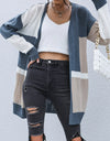 Color Block Dropped Shoulder Cardigan