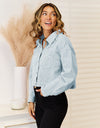 Distressed Fringe Trim Denim Jacket