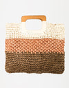 Fame Color Block Double-Use Braided Tote Bag