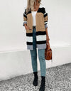 Color Block Open Front Drop Shoulder Cardigan