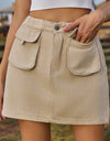 Pocketed Elastic Waist Denim Skirt