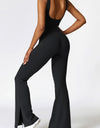 Basic Bae Sleeveless Bootcut Slit Active Jumpsuit