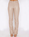 PU Leather High Waist Straight Pants