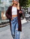 Open Front Dropped Shoulder Longline Cardigan