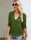 Openwork Button Front V-Neck Cardigan