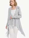 One-Button Tassel Tie Asymmetrical Hem Cardigan