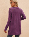 Openwork Horizontal Ribbing Open Front Cardigan