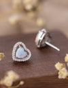 925 Sterling Silver Opal Heart Stud Earrings