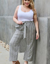 Heimish Find Your Path Full Size Paperbag Waist Striped Culotte Pants