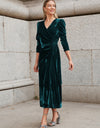 Surplice Puff Sleeve Midi Dress