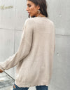 Button Front Drop Shoulder Waffle Cardigan