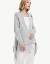 One-Button Tassel Tie Asymmetrical Hem Cardigan