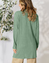 Basic Bae Full Size Ribbed Open Front Cardigan with Pockets