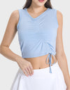 Drawstring Ruched Wide Strap Active Tank