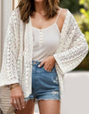 Openwork Open Front Dropped Shoulder Cardigan