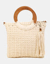 Fame Crochet Knit Convertible Tote Bag with Tassel