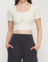 Round Neck Short Sleeve Cropped Sports Top