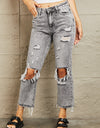 BAYEAS Acid Wash Distressed Straight Jeans