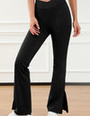 Wide Waistband Slit Bootcut Active Pants