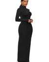 Mock Neck Long Sleeve Maxi Slim Dress