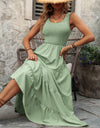 Smocked Scoop Neck Sleeveless Tank Dress