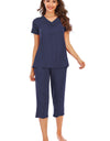 V-Neck Short Sleeve Top and Pants Lounge Set