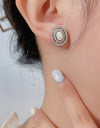 925 Sterling Silver Opal Round Stud Earrings