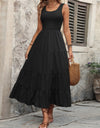 Smocked Scoop Neck Sleeveless Tank Dress