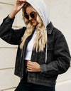 Drawstring Hooded Button Up Denim Jacket