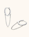 Moissanite 925 Sterling Silver Huggie Earrings with Chain