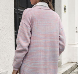 Striped Open Front Longline Cardigan