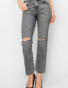 RISEN High Waist Distressed Straight Jeans