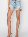 RISEN High Waist Frayed Detail Denim Shorts