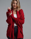 Dolman Sleeve Open Front Ribbed Trim Longline Cardigan