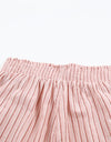 Striped Frayed Hem Paperbag Shorts