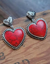 Artificial Turquoise Alloy Heart Dangle Earrings