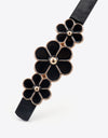 Flower Decor Skinny PU Belt