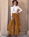 Slit Ruffled Wide Leg Pants