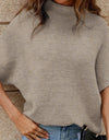 Mock Neck Short Sleeve Sweater