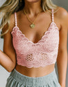 Lined V Neck Lace Bralette