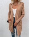 Open Front Long Sleeve Cardigan with Pockets