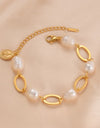 14K Gold-plated Lobster Closure Freshwater Pearl Bracelet