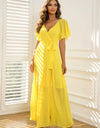 Tie Waist Flutter Sleeve Maxi Dress