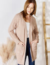 Hailey & Co Full Size Cable-Knit Pocketed Cardigan