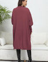 Lantern Sleeve Open Front Pocketed Cardigan